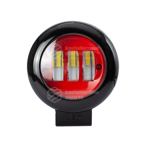 Светодиодная фара LED (ЛЕД) круглая 30W (3 диода) red | VTR