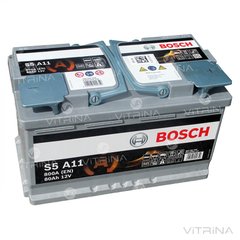 Аккумулятор BOSCH 80Ah-12v S5A11 (315x175x190) со стандартными клеммами | R,EN800 (Европа)