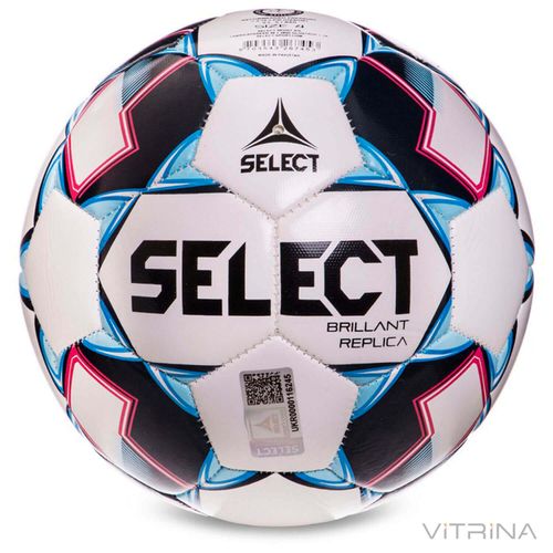 Футбольний м'яч №4 Select Brillant Replica new REP-4-WB (PVC 1000, білий-блакитний-чорний)