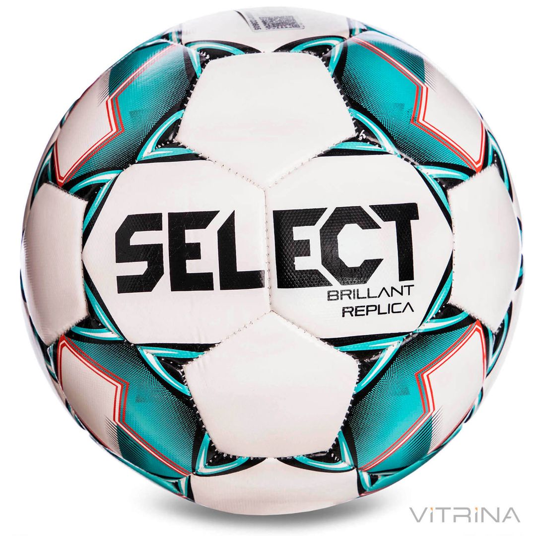 Футбольный мяч №4 Select Brillant Replica new REP-4-WG (PVC 1000, белый-зеленый-черный)