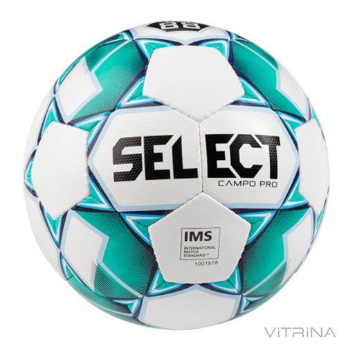 Футбольний м'яч №4 Select CAMPO-PRO-4WG (FPUS 1300, білий-зелений)