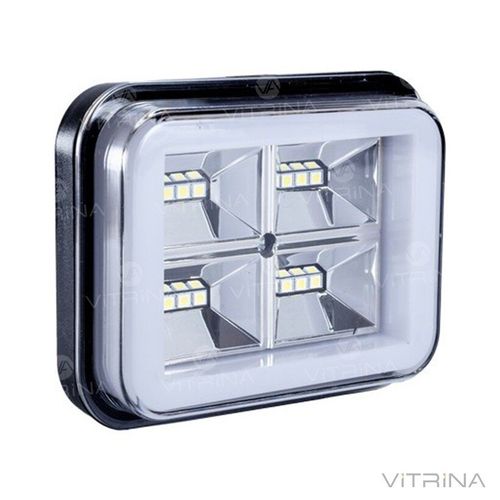 Светодиодная фара LED (ЛЕД) прямоугольная 18W (LED кольцо + 2 цвета + strobe light) | VTR
