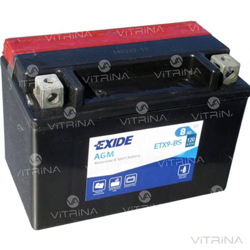 Акумулятор EXIDE 8Ah-12v AGM ETX9-BS, YTX9-BS ст.код (150х87х105) | L, EN120 (Європа)