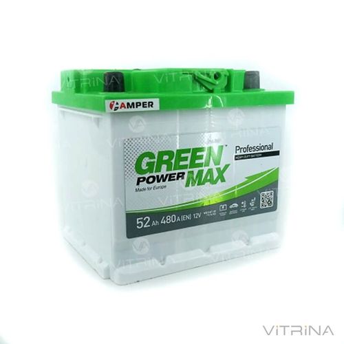 Акумулятор Green Power Max 52 А.З.Г. зі стандартними клемами | L, EN480 (Азія)