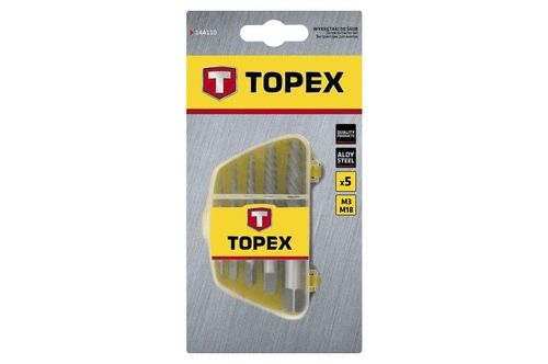 Набор экстракторов для винтов Topex - 5 шт. (3,3-19 мм) | 14A110