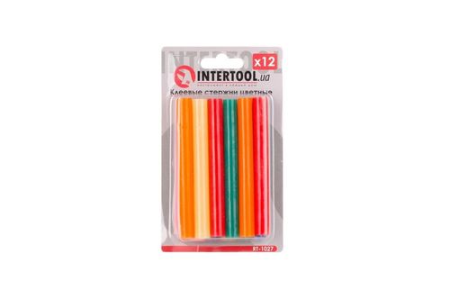Клейові стрижні Intertool - 11,2 x 100 мм кольорові (12 шт.) | RT-1027