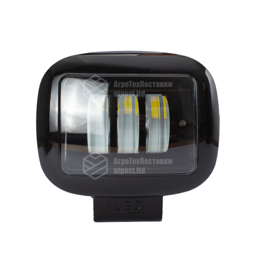 Светодиодная фара LED (ЛЕД) прямоугольная 30W (3 диода) black | VTR