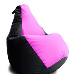 Крісло мішок груша Чорно-рожевий, L 65х85, Оксфорд з внутрішнім чохлом