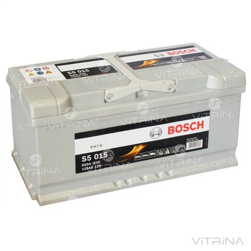Аккумулятор BOSCH 110Ah-12v S5015 (393x175x190) со стандартными клеммами | R, EN920 (Европа)