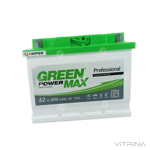 Акумулятор Green Power Max 62 А.З.Е. Japan зі стандартними клемами | R, EN600 (Європа)