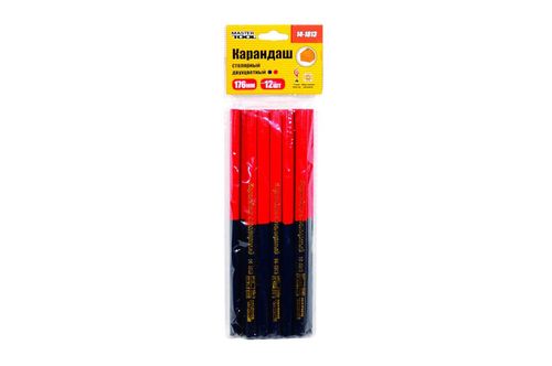 Олівець Mastertool - столярний 176 мм (12 шт.) Червоно-чорний | 14-1813