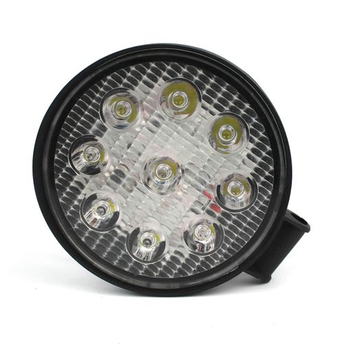 Светодиодная фара LED (ЛЕД) круглая 27W, 9 ламп, узкий луч 10/30V 6000K алюминий | VTR