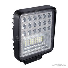 Світлодіодна фара LED (ЛІД) квадратна 126 W, 42 лампи, широкий промінь 10/30V 6000K товщина: 40 мм | VTR