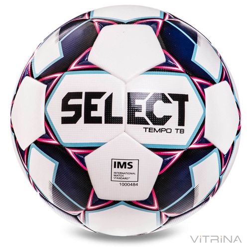 Футбольний м'яч професійний №5 Select Tempo TB IMS WR (FPUS-T 1600, білий-фіолетовий)