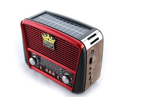 Радио портативная колонка MP3 USB Golon с солнечной панелью Golon RX-455S Solar Wooden-Red