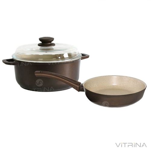 Набор посуды антипригарный Биол - сковорода 260 мм + кастрюля 5 л мокко | M26PC