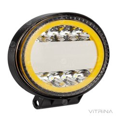 Светодиодная фара LED (ЛЕД) круглая черная 72W, 42 ламп, широкий луч 10/30V 6000K толщина: 45 мм + LED кольцо | VTR