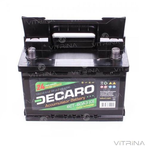 Акумулятор DECARO 60Ah-12v (242x175x175) зі стандартними клемами | R, EN600 (Європа)