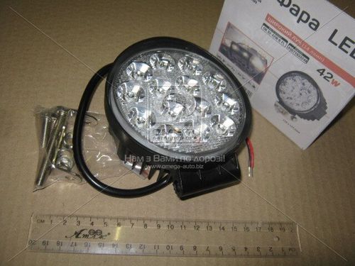 Фара LED круглая 42W, 14 ламп, 116*137,5мм, широкий луч | Дорожная карта