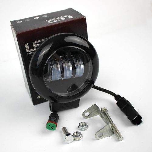 Светодиодная фара LED (ЛЕД) круглая 30W (3 диода) black, противотуманная | VTR  HP-GZD-037/W