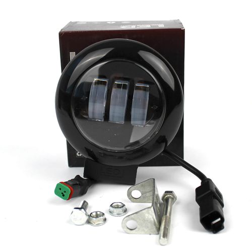 Светодиодная фара LED (ЛЕД) круглая 30W (3 диода) black, противотуманная | VTR  HP-GZD-037/W