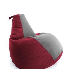 Кресло мешок груша Красно-серый, XL 85х105, Микророгожка с внутренним чехлом