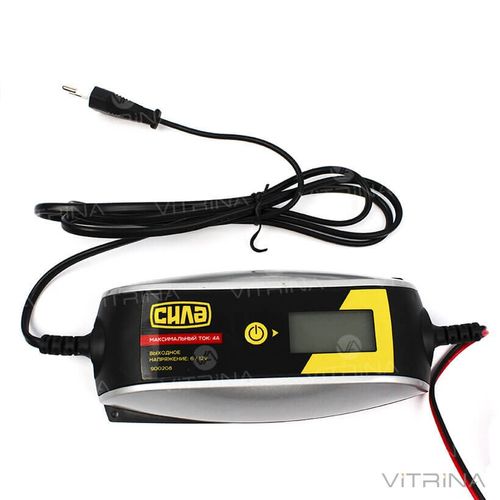 Зарядное устройство для авто 12В (6В), 4А (цифровой импульсный индикатор) | СИЛА 900208
