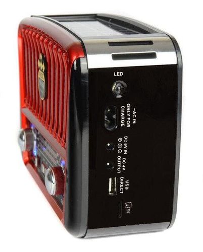 Радио портативная колонка MP3 USB Golon с солнечной панелью Golon RX-456S Solar Black-Red