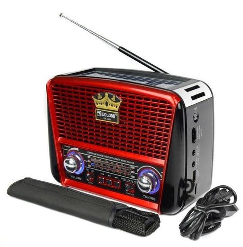 Радіо портативна колонка MP3 USB Golon з сонячною панеллю Golon RX-456S Solar Black-Red
