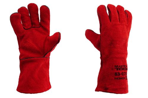 Перчатки рабочие замшевые краги 35 см х 14 (красные) Mastertool | 83-0704