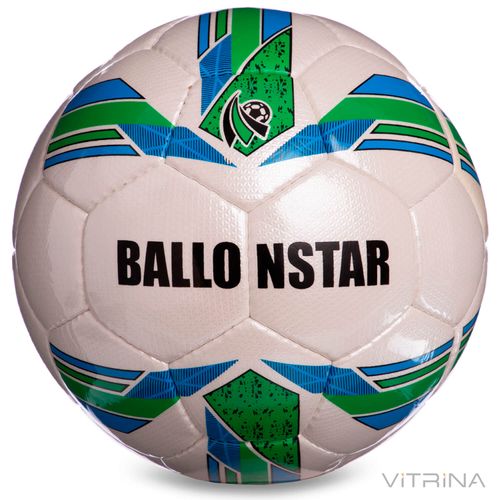 Футбольний м'яч №5 Crystal Ballonstar FB-2367 (5 шарів, зшитий вручну, білий-зелений-синій)