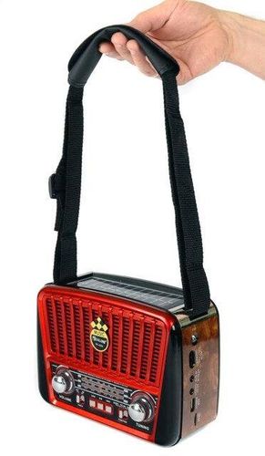 Радио портативная колонка MP3 USB Golon с солнечной панелью Golon RX-456S Solar Brown-Red