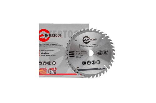Пильний диск 180 х 40T х 20 мм Intertool | CT-3043
