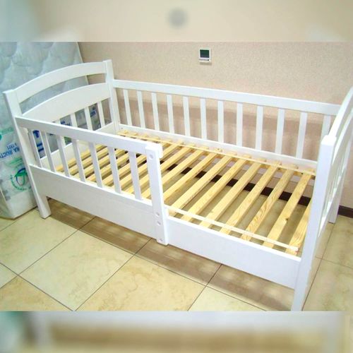 Дитяче ліжко, масив вільхи (еко, білий, посилений каркас, дерево) 89х168см | VTR