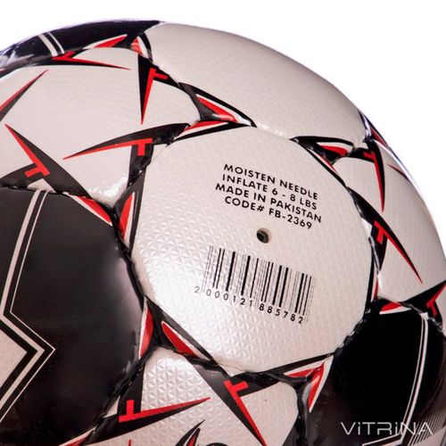 Футбольный мяч №5 Crystal Ballonstar FB-2369 (5 слоев, сшит вручную, белый-черный-красный)