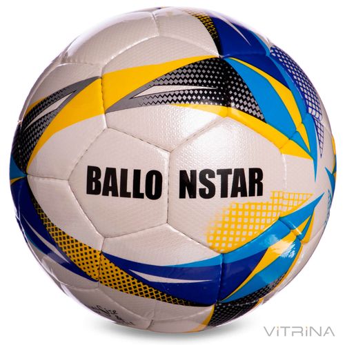 Футбольный мяч №5 Crystal Ballonstar FB-2370 (5 слоев, сшит вручную, белый-черный-желтый)