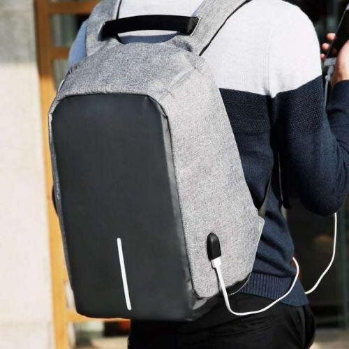 Рюкзак антивор с USB серый