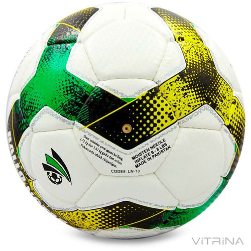 Футбольний м'яч №5 Lens Ballonstar LN-09,10 (5 шарів, зшитий вручну, білий-зелений-жовтий-чорний)