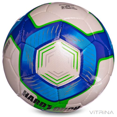 Футбольный мяч №5 Crystal Hard TOUCH FB-2362 (5 слоев, сшит вручную, белый-зеленый-синий)