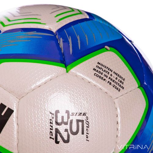 Футбольний м'яч №5 Crystal Hard TOUCH FB-2362 (5 шарів, зшитий вручну, білий-зелений-синій)