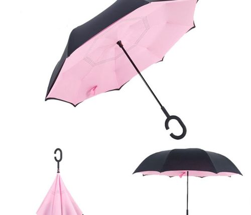 Зонт обратного сложения антизонт ветрозащитный д110см 8сп MHZ WHW17133 Pink