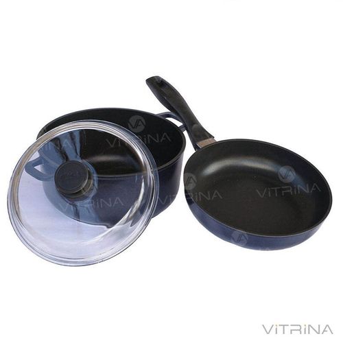 Набір посуду антипригарний Биол - сковорода 220 мм + каструля 3 л індиго | I22PC