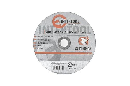Круг відрізний 180 х 2,0 х 22,2 мм по металу Intertool | CT-4014