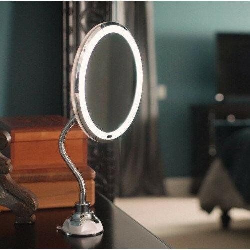 Гибкое зеркало на присоске с 5x увеличением и подсветкой LED MIRROR 5X