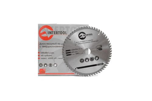 Пильный диск 230 х 60T х 30 мм Intertool | CT-3047
