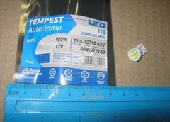 Лампа світлодіодна LED габарит і панель приладів T10 2SMD W5W 12V WHITE | TEMPEST