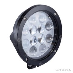 Светодиодная фара LED (ЛЕД) круглая 60W (12 диодов х 5W) 3D линза black (для тяжелой техники) | VTR