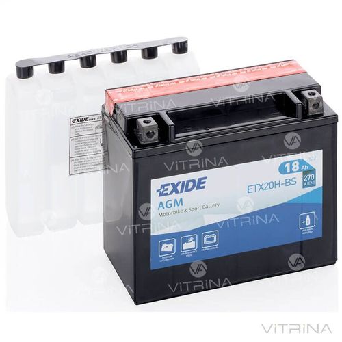 Акумулятор EXIDE 18Ah-12v ETX16-BS (175х87х155) | L, EN270 (Європа)