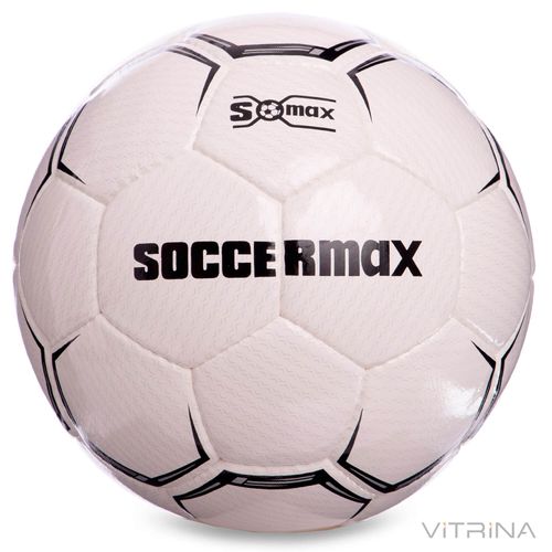 Футбольний м'яч професійний №5 SoccerMax FIFA FB-0001 (PU, білий-чорний)