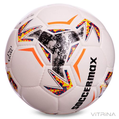 Футбольний м'яч професійний №5 SoccerMax FIFA FB-2361 (PU, білий-сірий-помаранчевий)